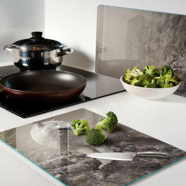 Szklana deska do krojenia Wilk na skalistej górze