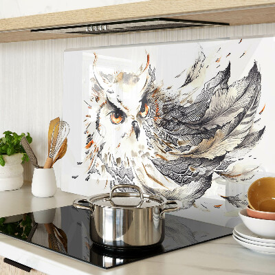 Glazen snijplanken Uil met veren