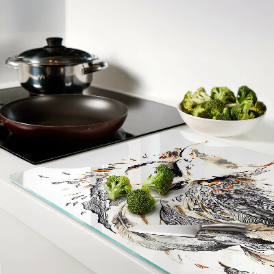 Szklana deska kuchenna Sowa z piórami