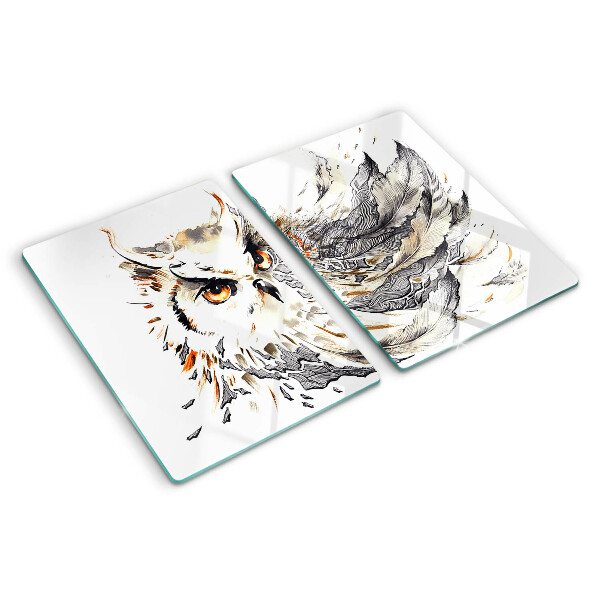 Szklana deska kuchenna Sowa z piórami