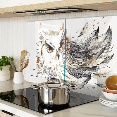 Glazen snijplanken Uil met veren