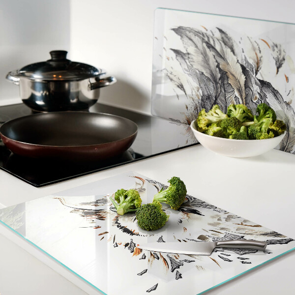 Szklana deska kuchenna Sowa z piórami