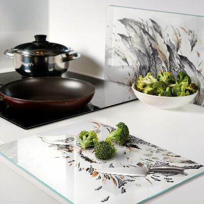 Glazen snijplanken Uil met veren