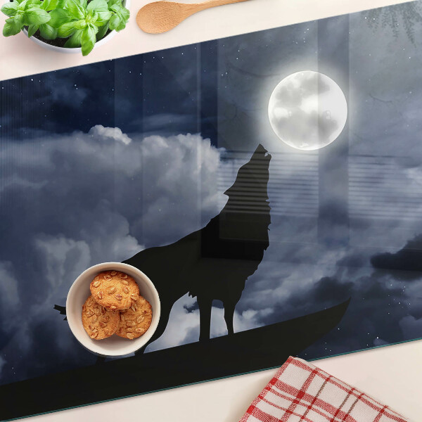 Snijplanken glas Wolf in het maanlicht