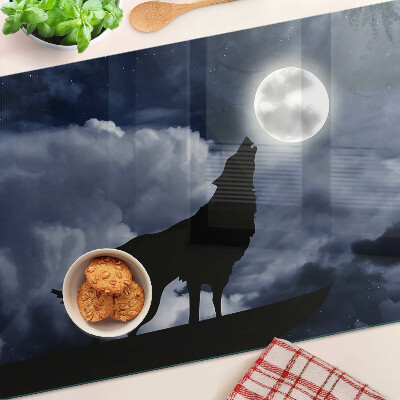 Snijplanken glas Wolf in het maanlicht