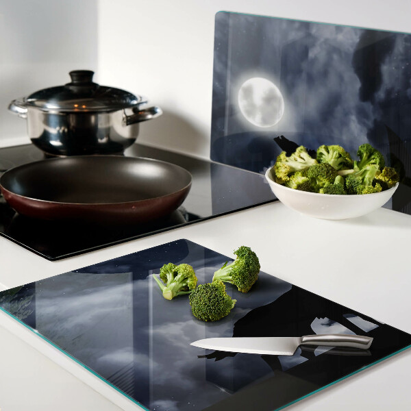 Szklana deska kuchenna Wilk w blasku księżyca