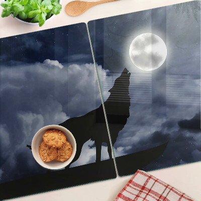 Snijplanken glas Wolf in het maanlicht