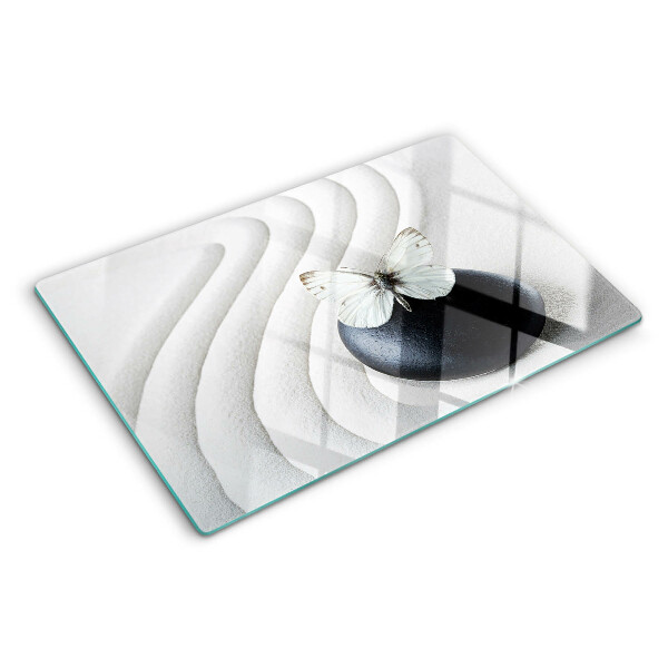 Deska kuchenna szklana Motyw motyla na kamieniu