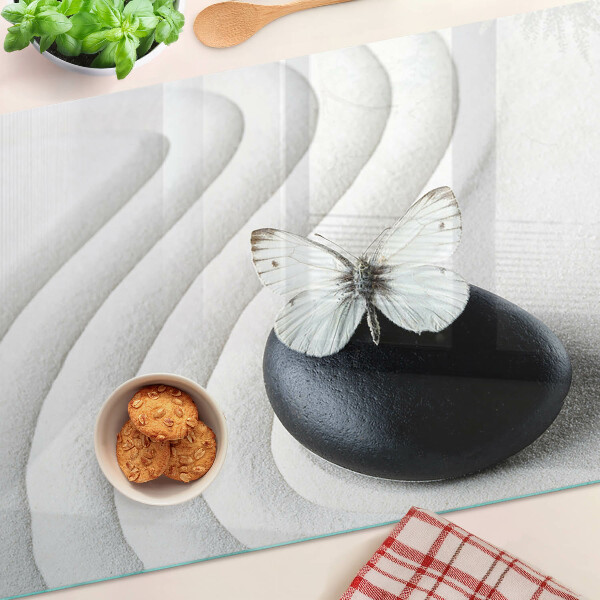 Glazen snijplanken Vlindermotief op steen