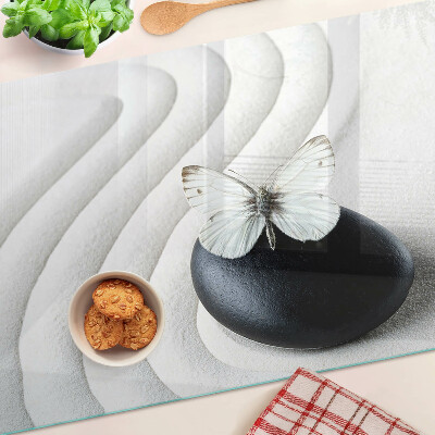 Deska kuchenna szklana Motyw motyla na kamieniu