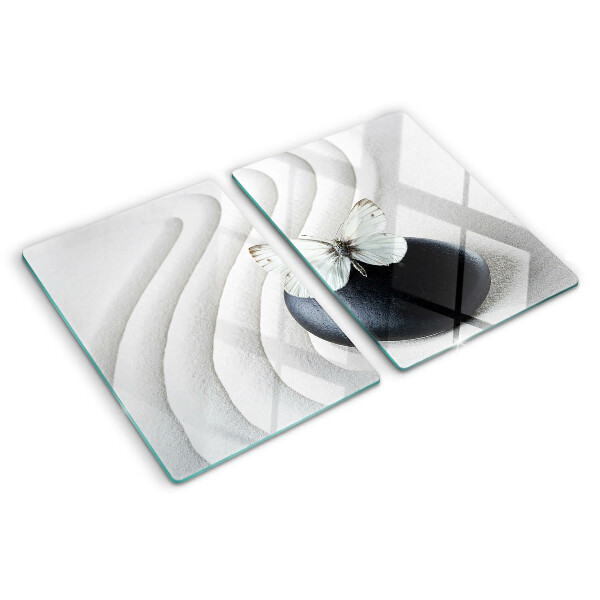 Glazen snijplanken Vlindermotief op steen