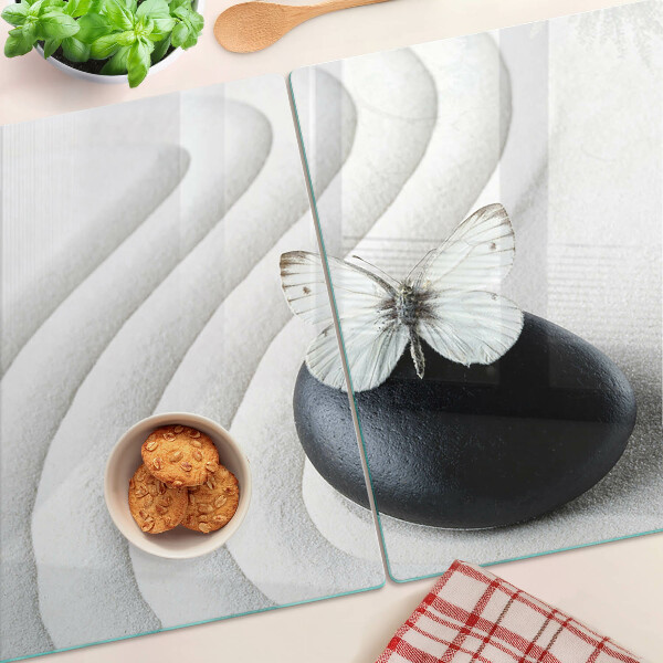 Glazen snijplanken Vlindermotief op steen