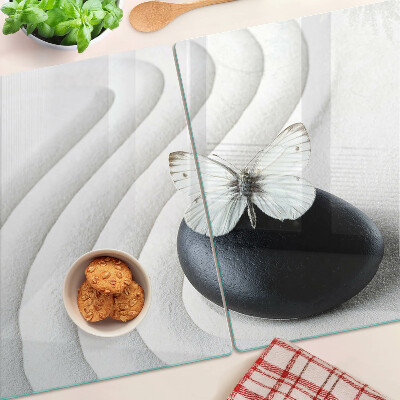 Glazen snijplanken Vlindermotief op steen