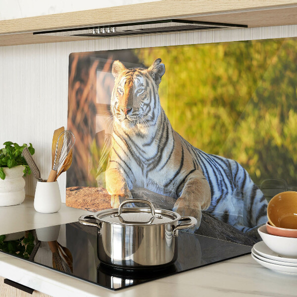 Snijplanken van glas Tijger tegen de achtergrond van de natuur