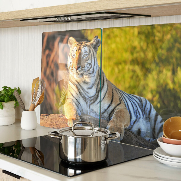 Snijplanken van glas Tijger tegen de achtergrond van de natuur