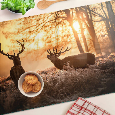 Snijplanken glas Herten in het bos bij zonsondergang