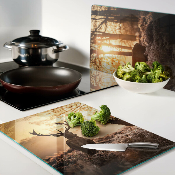 Snijplanken glas Herten in het bos bij zonsondergang