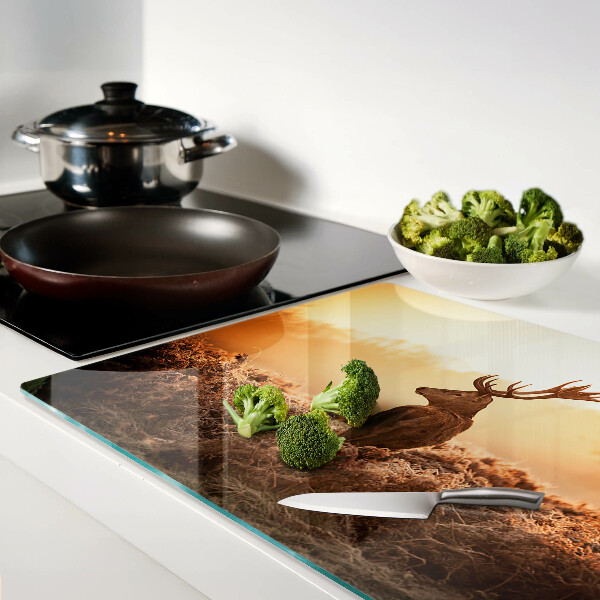 Szklana deska kuchenna Jeleń na tle zachodu słońca