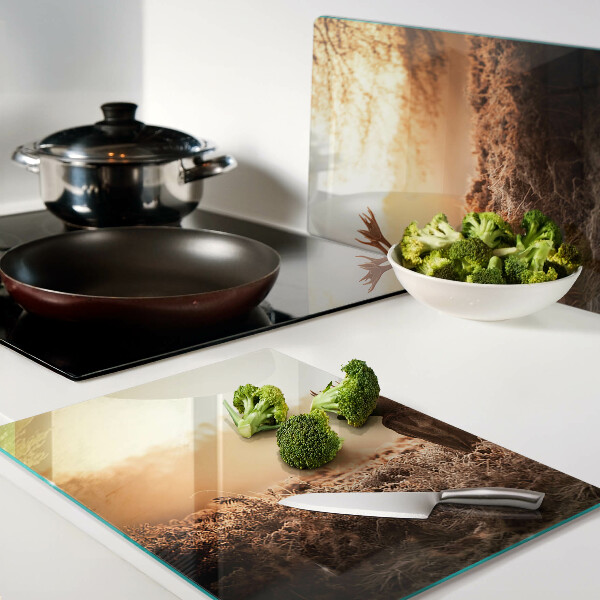 Szklana deska kuchenna Jeleń na tle zachodu słońca