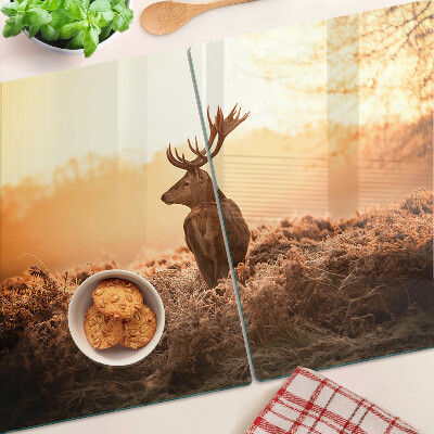 Glazen snijplanken Hert tegen de achtergrond van de zonsondergang