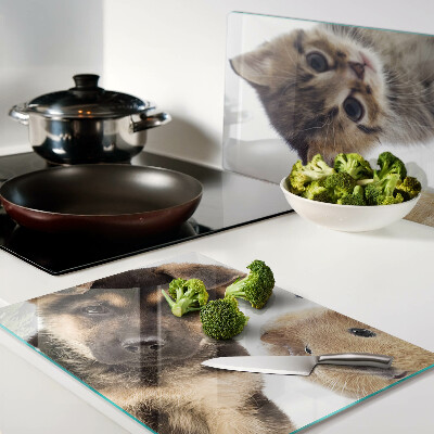 Deska kuchenna szklana Psy, koty, króliki