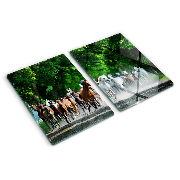 Snijplanken van glas Galopperende paarden in de natuur