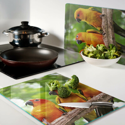 Snijplanken glas Papegaaien op een tak