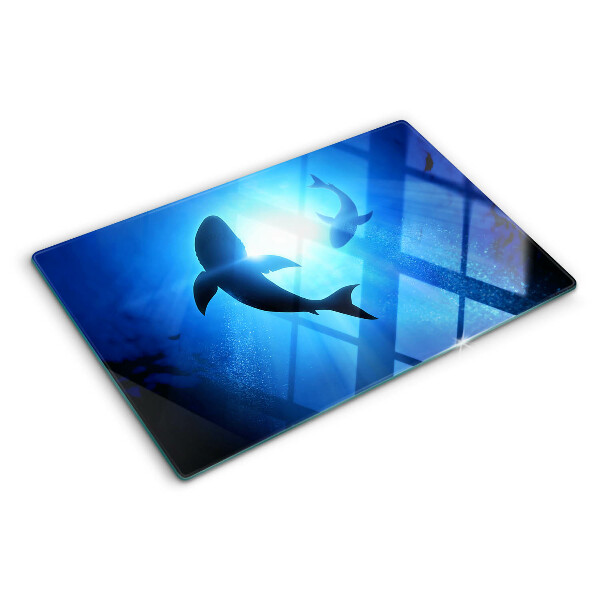 Szklana deska do krojenia Rekiny w podwodnym świetle
