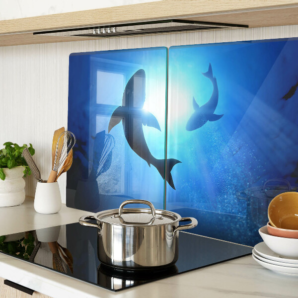 Szklana deska do krojenia Rekiny w podwodnym świetle