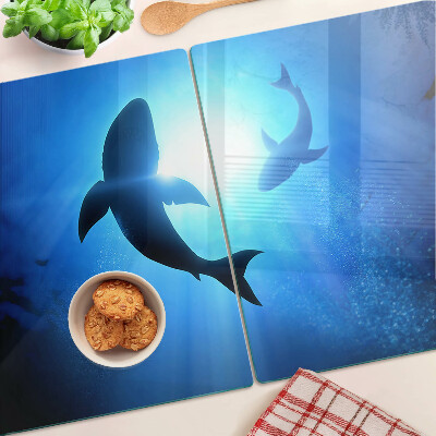 Szklana deska do krojenia Rekiny w podwodnym świetle