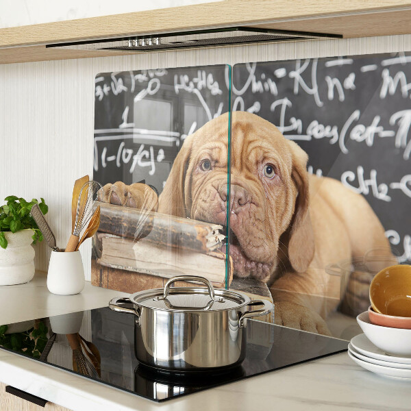 Szklana deska do krojenia Pies z książkami i tablicą