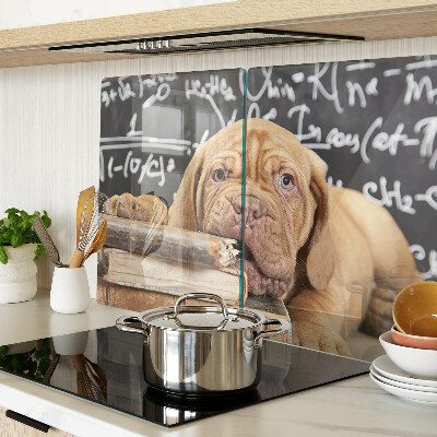 Szklana deska do krojenia Pies z książkami i tablicą