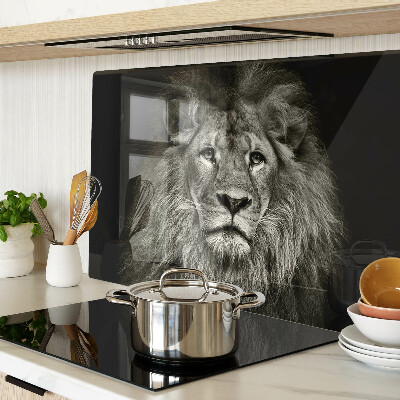 Szklana deska kuchenna Lew w czerni i bieli