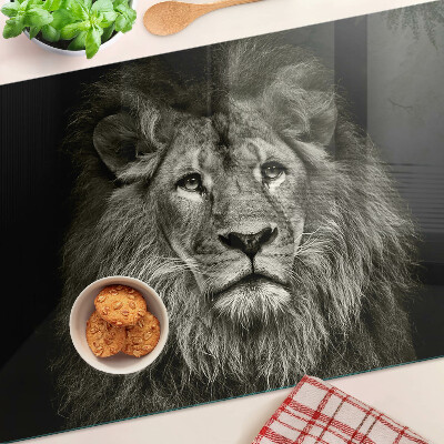 Szklana deska kuchenna Lew w czerni i bieli