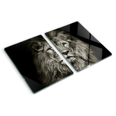 Szklana deska kuchenna Lew w czerni i bieli