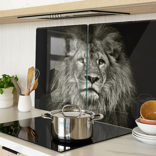 Snijplanken glas Leeuw in zwart-wit