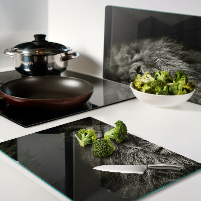 Snijplanken glas Leeuw in zwart-wit