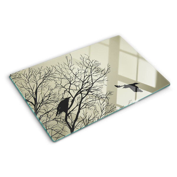 Deska kuchenna szklana Ptaki na gałęziach drzew