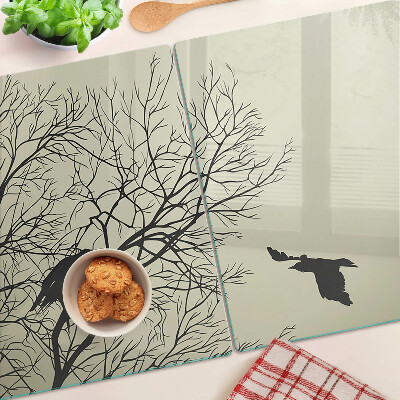 Deska kuchenna szklana Ptaki na gałęziach drzew