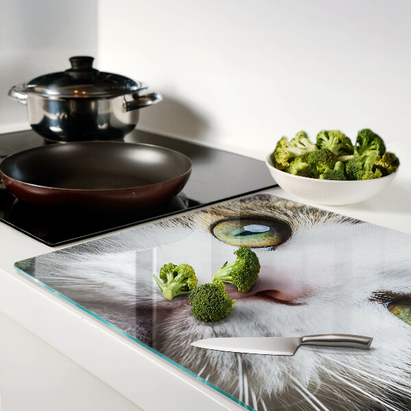 Deska kuchenna szklana Kot z zielonymi oczami