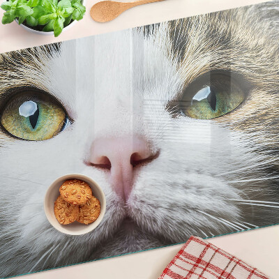 Deska kuchenna szklana Kot z zielonymi oczami