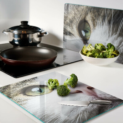 Deska kuchenna szklana Kot z zielonymi oczami