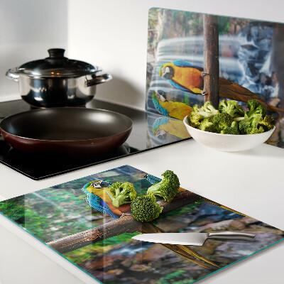 Szklana deska do krojenia Papugi na gałęzi w tropikalnym lesie