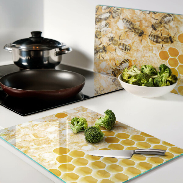 Snijplanken van glas Bijenkorven en bijen