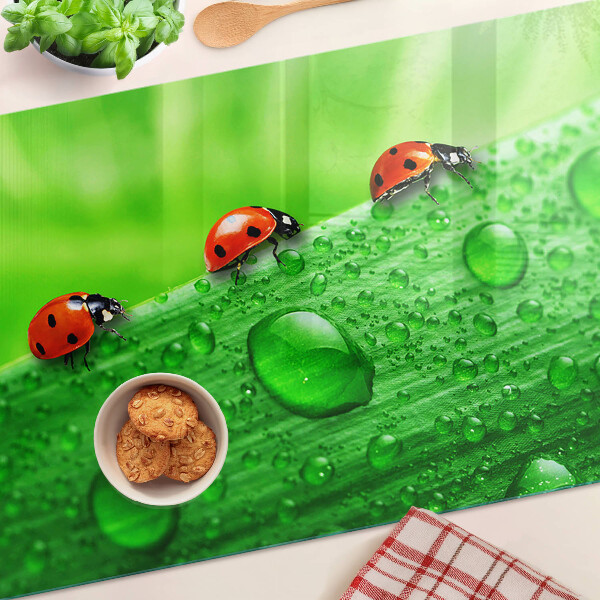 Deska kuchenna szklana Biedronki na zielonym tle