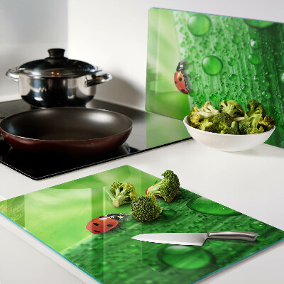 Deska kuchenna szklana Biedronki na zielonym tle