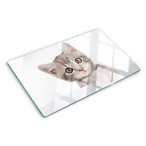 Szklana deska do krojenia Kotek z dużymi oczami