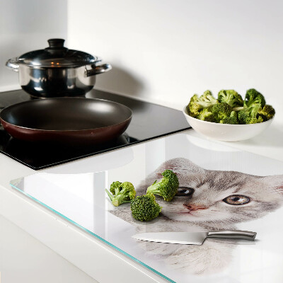 Szklana deska do krojenia Kotek z dużymi oczami