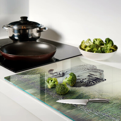 Szklana deska do krojenia Tygrys w trawie