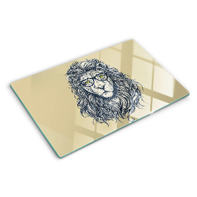 Szklana deska kuchenna Lew w okularach